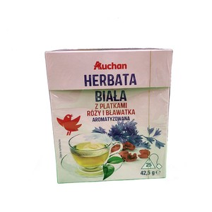 Herbata biała róża i bławatek Auchan 25 torebek