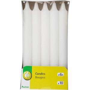 Świece białe  Auchan 10 sztuk
