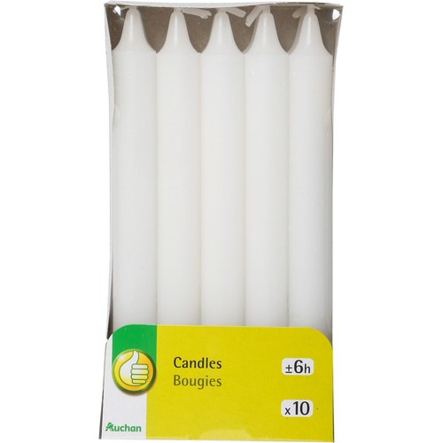 Świece białe  Auchan 10 sztuk