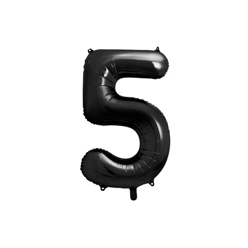 Balon foliowy Cyfra '5' 86cm czarny (1 op. / 1 szt.) PartyDeco 1 sztuka