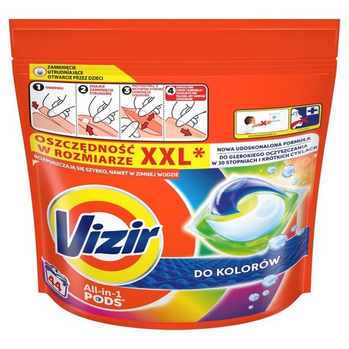 Kapsułki do prania kolorów All-in-1 Pods Vizir 44 kapsułki