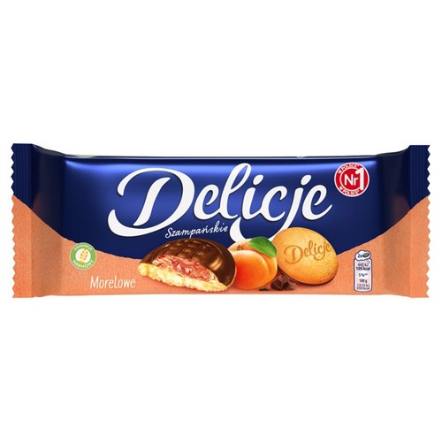 Biszkopty z galaretką morelową w czekoladzie Delicje 147 g