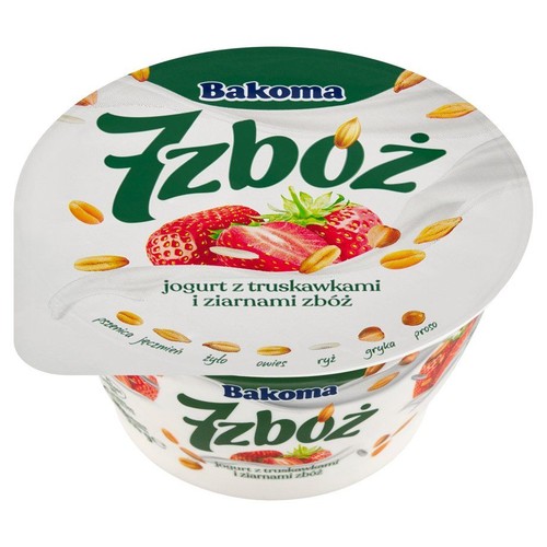 Jogurt 7 zbóż z truskawkami Bakoma 140 g
