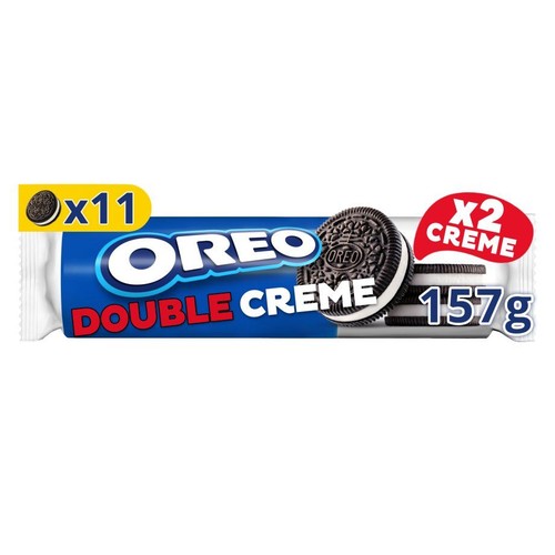 Ciasteczka Oreo Podwójny Krem w niebiesko-białym opakowaniu, 11 sztuk.