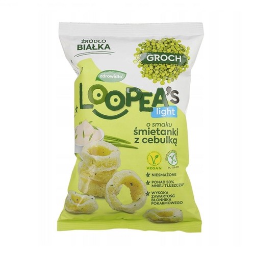 Chrupki z zielonym groszkiem o smaku śmietanki z cebulką, bezglutenowe LOOPEA'S 50 g