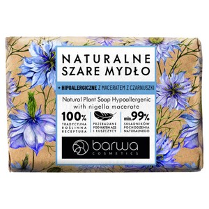 Szare mydło hipoalergiczne z maceratem z czarnuszki Barwa  1 sztuka