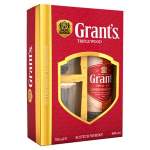 Szkocka whisky alk. 40% obj. z 2 szklankami Grants 700 ml
