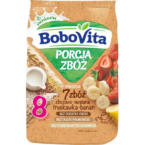 Kaszka mleczna 7 zbóż zbożowo-owsiana truskawka-banan BoboVita 210 g