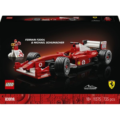 Icons Ferrari F2004 i Michael Schumacher 11375, model bolidu LEGO 1 sztuka