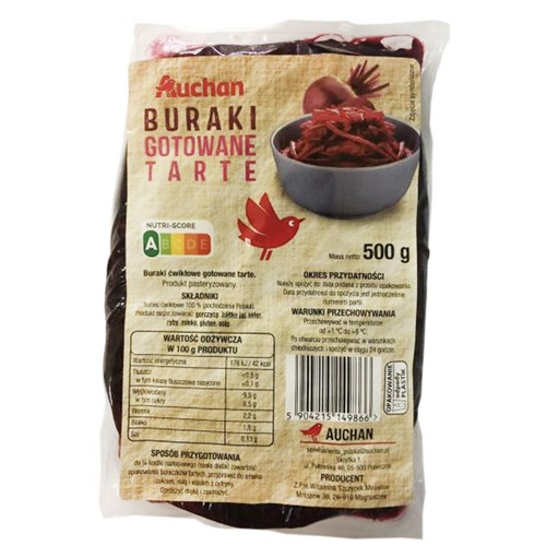 Buraki gotowane tarte  Auchan 500 g 