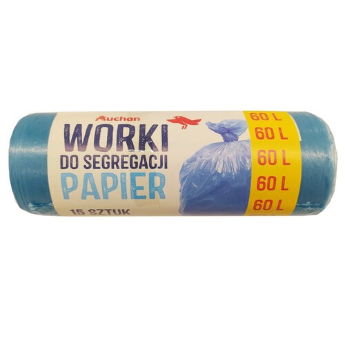 Worki do segregacji śmieci 60L niebieskie Auchan 15 sztuk