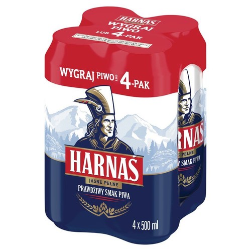 Piwo jasne pełne alk. 5,8% obj. Harnaś 4 x 500 ml