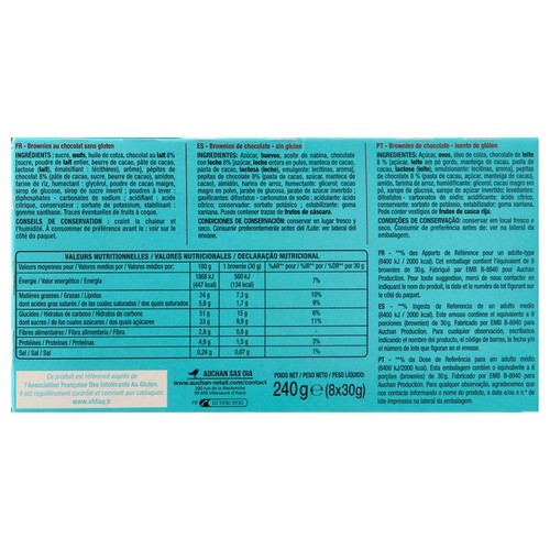 Ciastka brownie bezglutenowe Auchan 240 g
