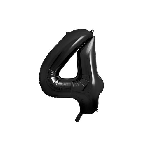 Balon foliowy Cyfra "4" czarny 86cm Party Deco sztuka