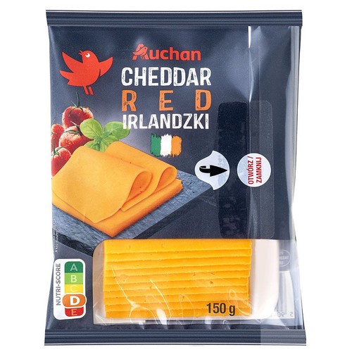 Ser Cheddar Red twardy w plastrach Auchan 150 g