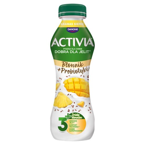 Jogurt pitny o smaku ananas-mango-siemię lniane Activia 270 g