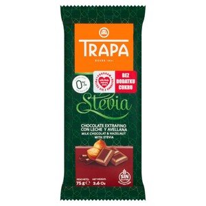 Czekolada mleczna z orzechami laskowymi ze stewią bez cukru Trapa 75 g