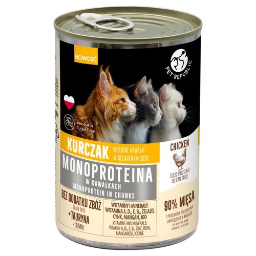 Karma mokra dla kotów monoproteinowa z kurczakiem Pet Republic 400 g
