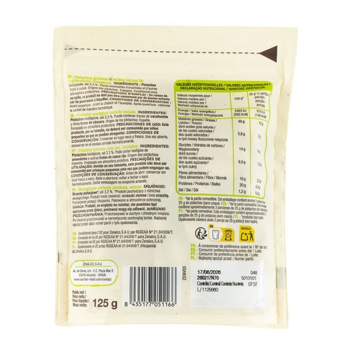 BIO Pistacje prażone solone Auchan 125 g