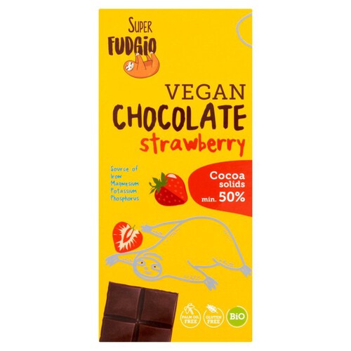 Ekologiczna czekolada truskawkowa na cukrze trzcinowym Super Fudgio 80 g