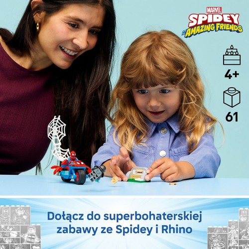 Marvel Spidey i super-kumple Spidey na motocyklu kontra Rhino 11206 LEGO 1 sztuka