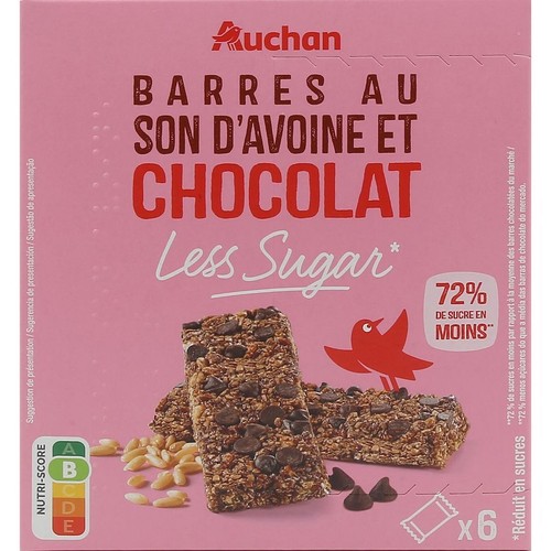 Batony z otrębami i czekoladą   Auchan 180 g