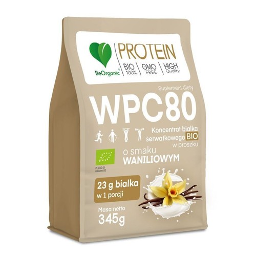 BIO Koncentrat białka serwatkowego WPC 80 wanilia  BeOrganic 345 g