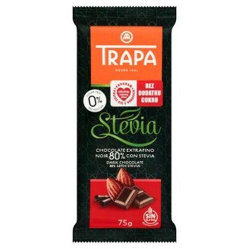 Czekolada gorzka 80% ze stewią Trapa 75 g