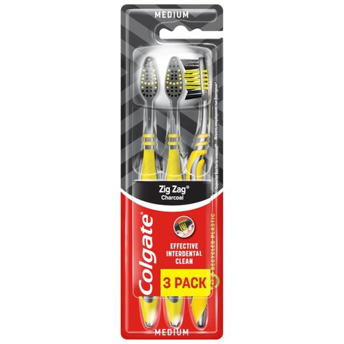 Szczoteczka do zębów Zig Zag Charcoal 3 pack średnia Colgate 3 sztuki