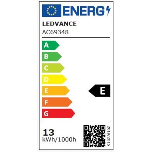 Karta energetyczna produktu LEDVANCE, model AC69348. Klasa efektywności energetycznej E.