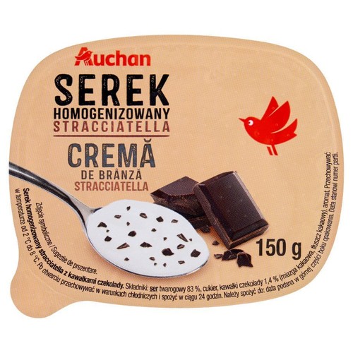 Auchan Serek Homogenizowany Stracciatella Crema, 150g.