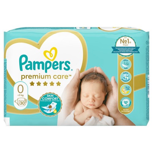 Pieluchy Premium Care 0 do 3 kg Pampers 30 sztuk