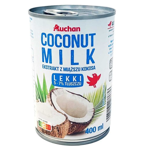 Mleczko kokosowe lekki 5-7% tłuszczu Auchan 400 ml