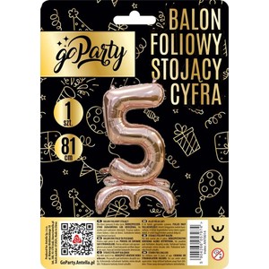 Balon foliowy stojący cyfra 5 GoParty 1 sztuka