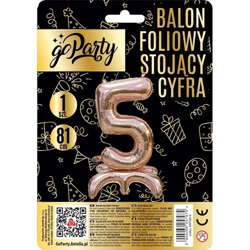 Balon foliowy stojący cyfra 5 GoParty 1 sztuka