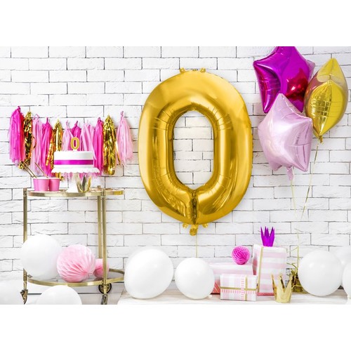 Balon foliowy Cyfra "0" złoty 86cm Party Deco 1 sztuka
