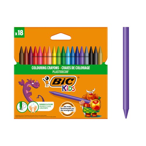 Kredki świecowe do kolorowania Kids Plastidecor 18 sztuk BIC  18 sztuk