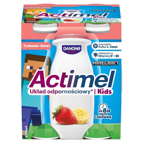 Actimel Kids truskawka banan Danone 4 x 100 g