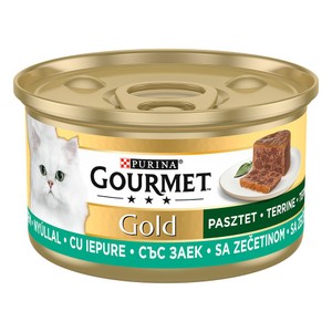 Mokra karma dla dorosłych kotów z kawałkami królika Gourmet 85 g