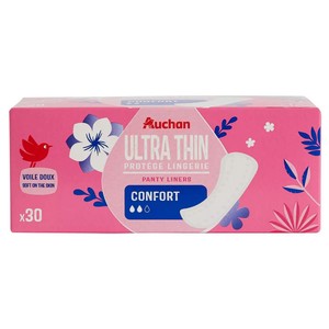 Wkładki higieniczne Ultra thin Confort Auchan 30 sztuk