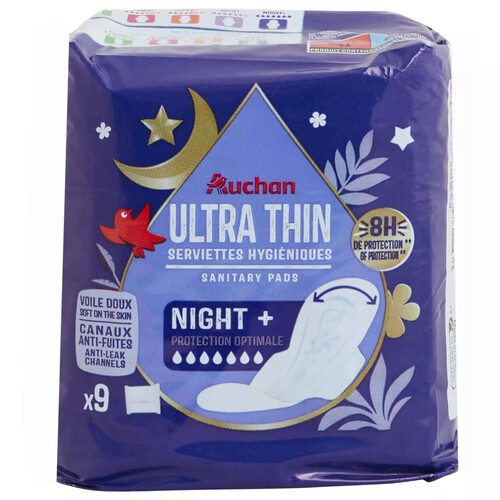 Podpaski night ultra thin Auchan 9 sztuk