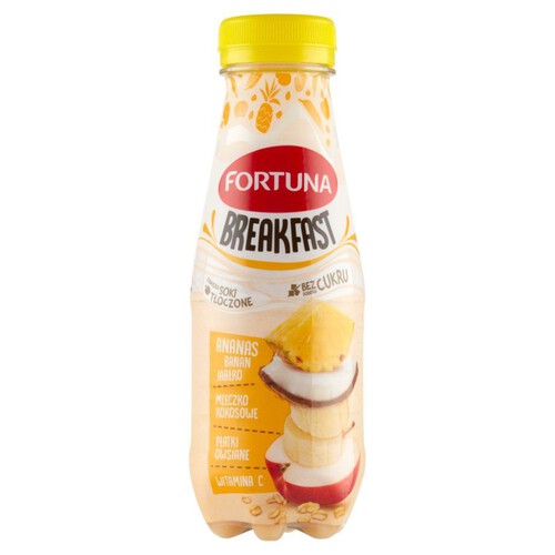 Breakfast Przekąska jabłko banan ananas z płatkami i mleczkiem kokosowym Fortuna 300 ml