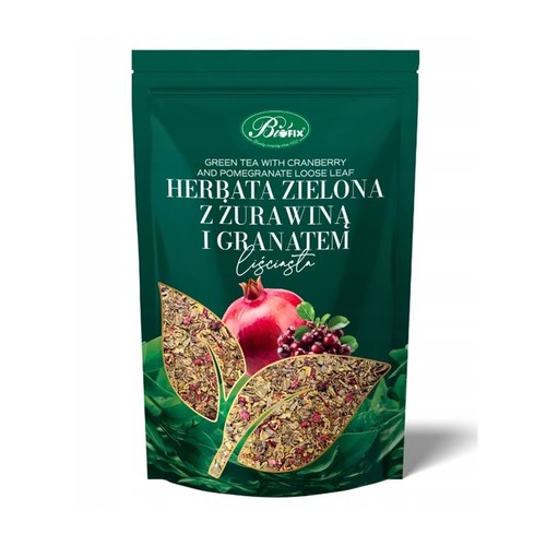 Herbata zielona liściasta z żurawiną i granatem BiFix 100 g