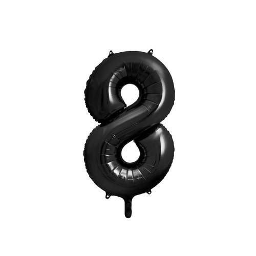 Balon foliowy Cyfra '8' 86cm czarny (1 op. / 1 szt.) PartyDeco 1 sztuka
