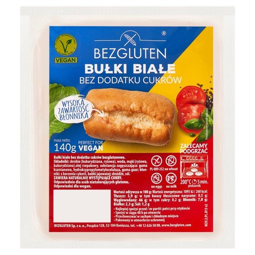 Bułki białe bezglutenowe  Bezgluten 140 g