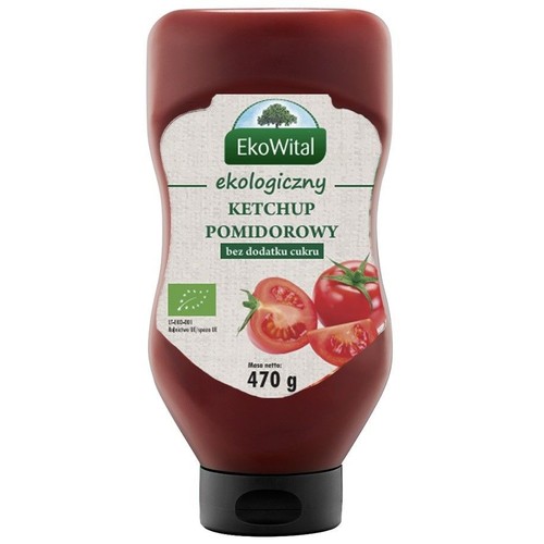 Ekologiczny Ketchup pomidorowy bez dodatku cukru   EkoWital 470 g