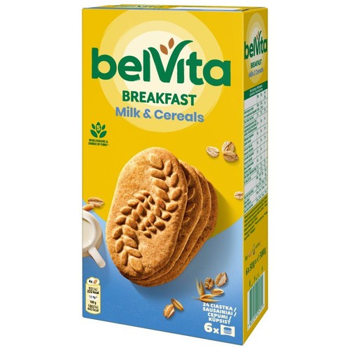 Ciastka zbożowe z mlekiem wzbogacone w wapń, magnez i żelazo belVita 300 g