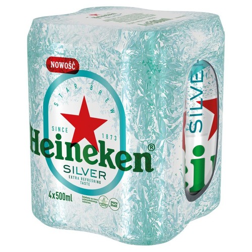 Piwo jasne Silver alk. 4,0% obj.  Heineken 4 x 500 ml