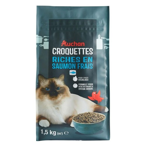 Kompletna sucha karma dla kotów z łososiem Auchan 1,5 kg
