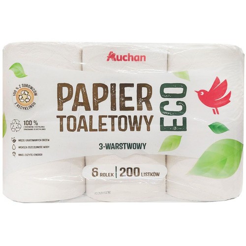 ECO Papier toaletowy 3 warstwowy  Auchan 6 rolek